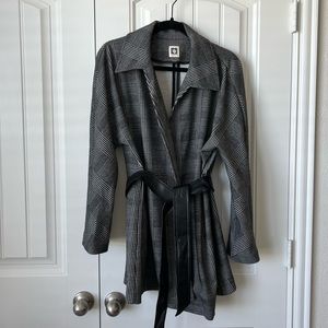 NWT Anne Klein Hounds Tooth Jacket with Tie Closure